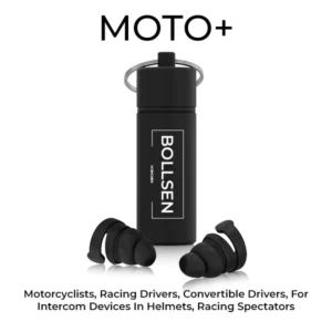 BOLLSEN Moto+ Earplugs for Motorcyclists - Motorcyclists, Racing Drivers, Convertible Drivers, For Intercom Devices in Helmets, Racing Spectators