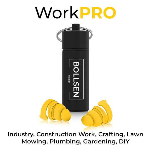 BOLLSEN WorkPRO Earplugs - Industry, Construction Work, Crafting, Lawn Mowing, Plumbing, Gardening, DIY